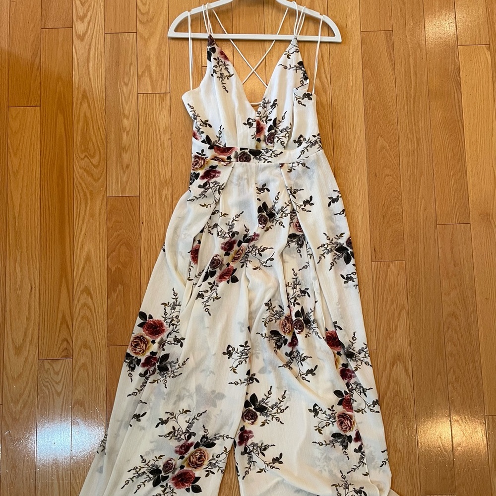 White/floral jumpsuit